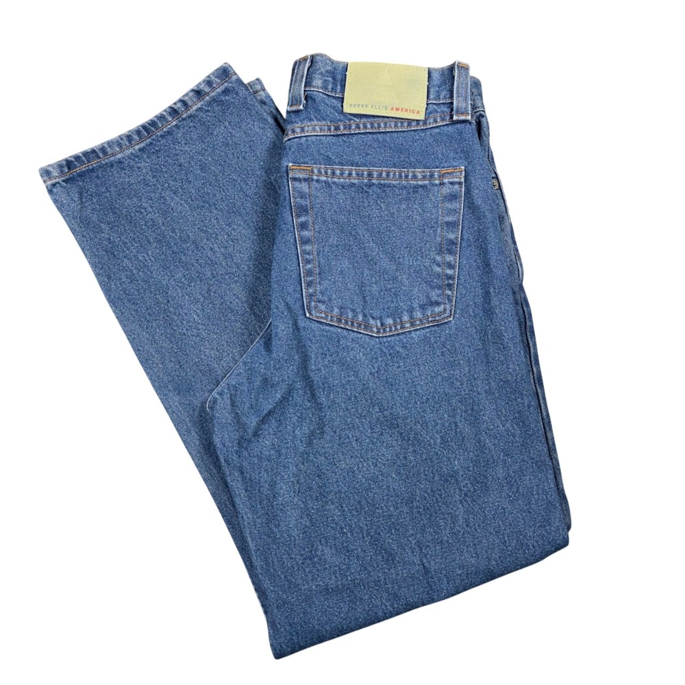 Perry Ellis America Mens Vintage 90s Straight Leg Denim Jeans Blue 32x30‎